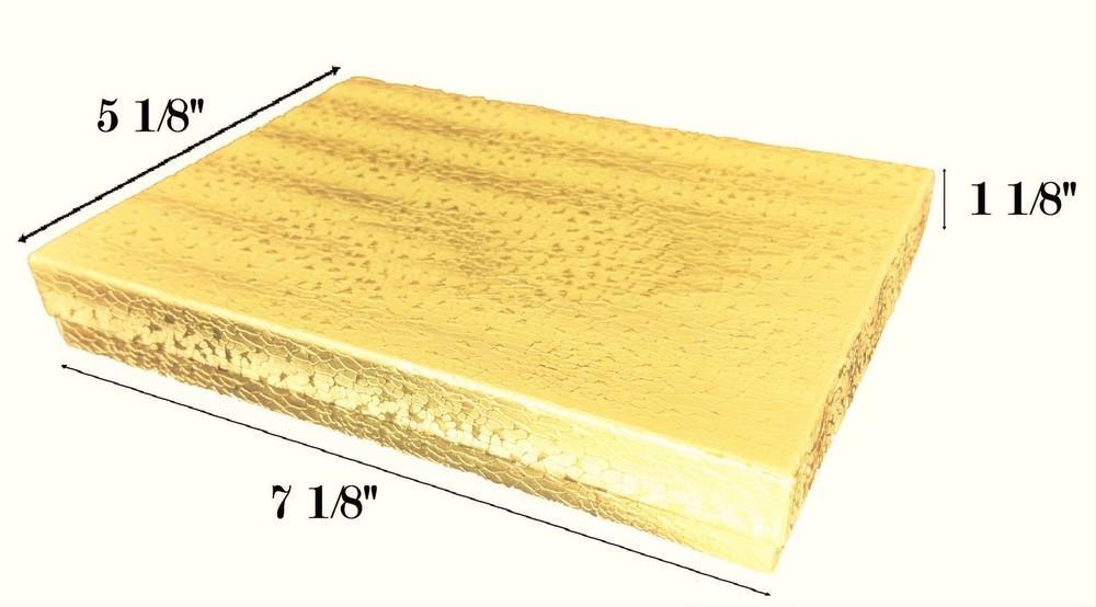Gold Foil Cotton Filled Box: 7 1/8" x 5 1/8" x 1 1/8"H