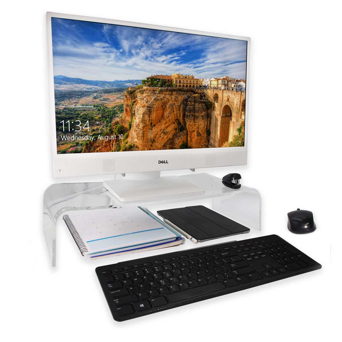 1 Qty - 5" High 8mm-thick Acrylic Glass Elevated Computer Monitor Stand - 9" Wide Base