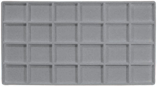 Grey 24 Compartment Jewelry Flocked Tray Insert Liner