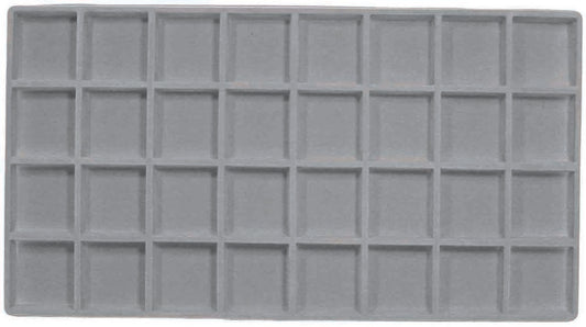 Grey 32 Compartment Flocked Jewelry Tray Insert Liner