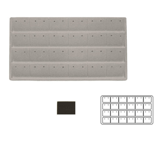 Black 38 Compartment Earring Flocked Tray Insert