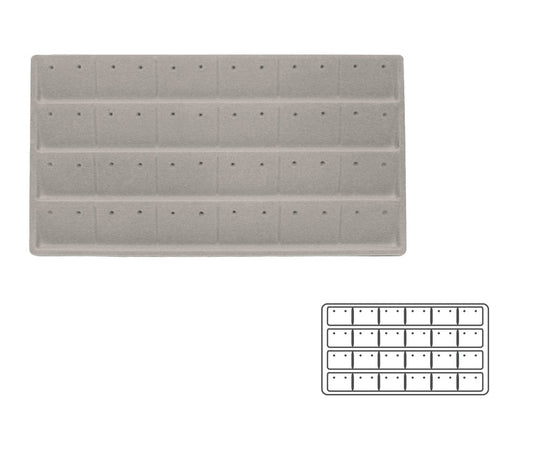 Grey 38 Compartment Earring Flocked Tray Insert