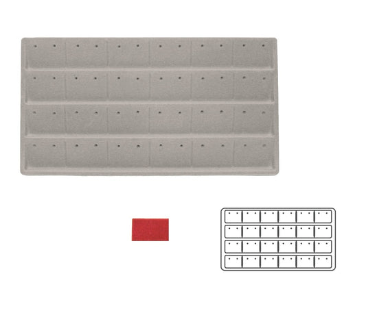 Red 38 Compartment Earring Flocked Tray Insert