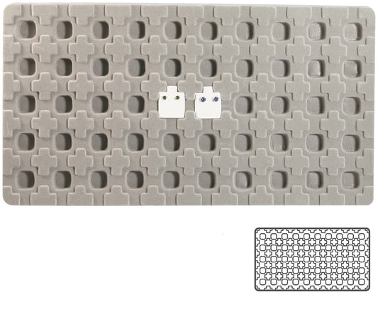 Grey 50 Compartment Puff Earring Card Flocked Tray Insert