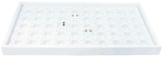 White 50 Compartment Puff Earring Card Flocked Tray Insert