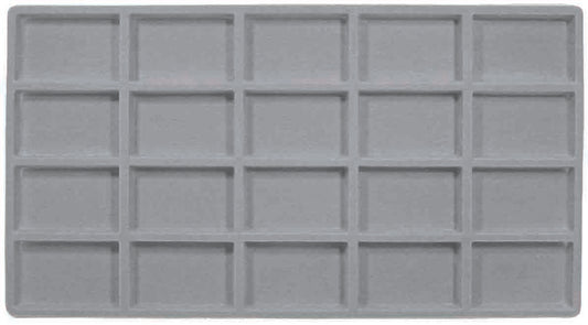 Grey 20 Compartment Flocked Tray Jewelry Insert Liner