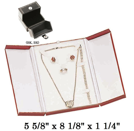 Black/Black Combination Set Snap-Tab Leatherette Box