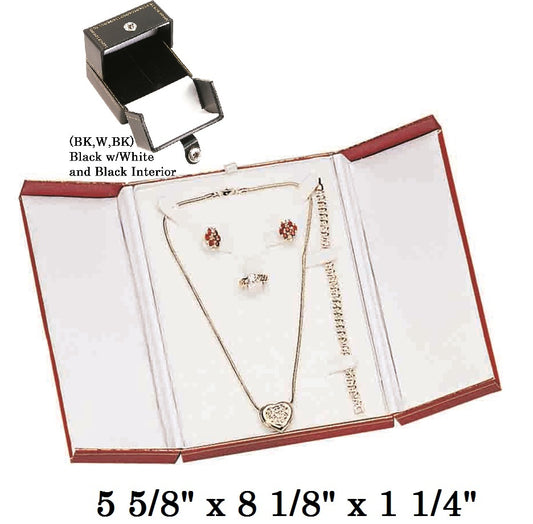 Black/White Combination Set Snap-Tab Leatherette Box