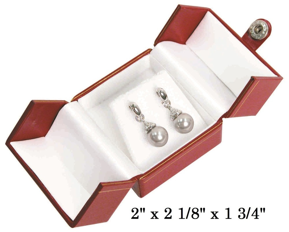 Red Earring Snap-Tab Leatherette Box