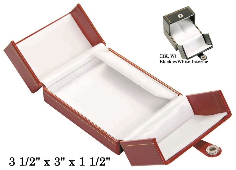 Black/White Clip Earring Snap-Tab Leatherette Box