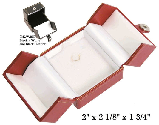 Black/White Small Pendant Snap-Tab Leatherette Box