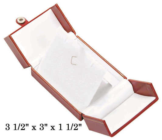 Red Large Pendant Snap-Tab Leatherette Box