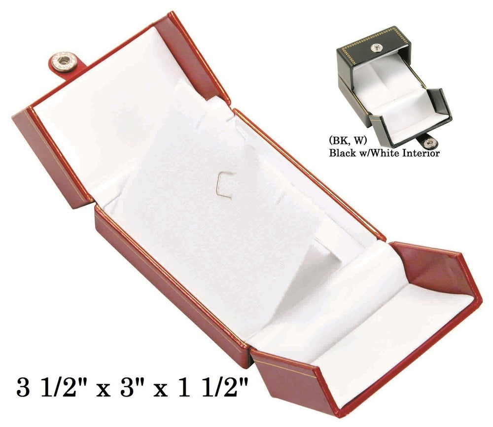 Black Large Pendant Snap-Tab Leatherette Box