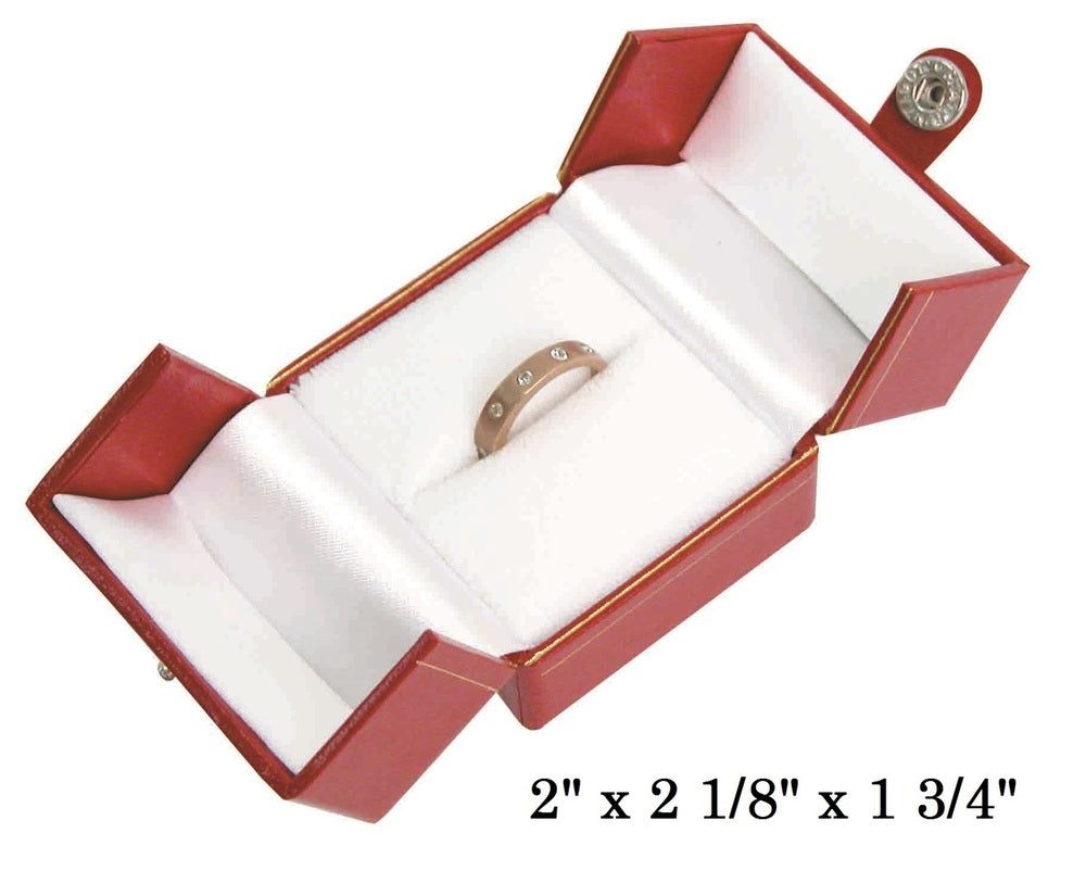 Red Large Ring Snap-Tab Leatherette Box