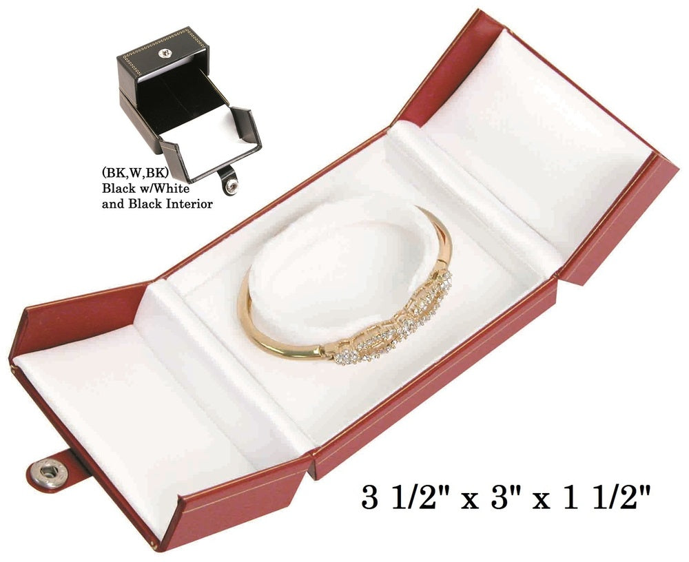 Black/White Bangle/Watch Snap-Tab Leatherette Box