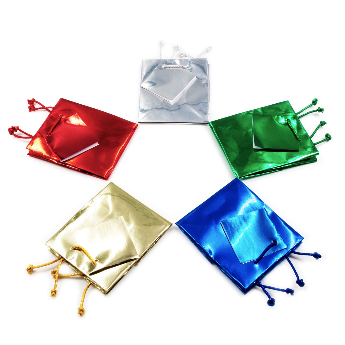 Assorted Metallic Tote Bag - 3" x 2" x 3 1/2"H 10Bags/Pack