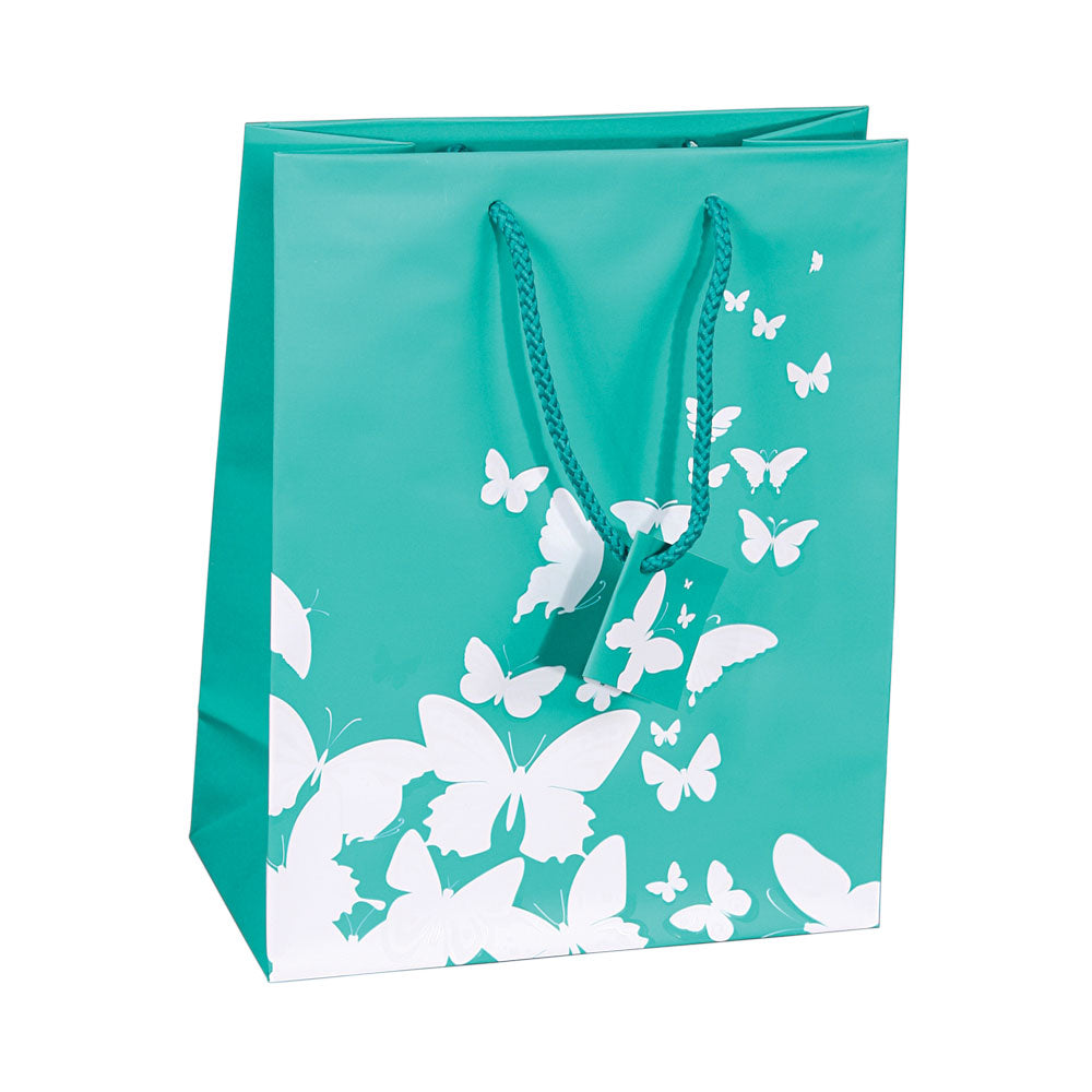 10 Qty Butterfly Spot Coating Premium Tote Gift Bags – 8 x 5 x 10 (203x127x254mm) – High Quality - Durable Paper