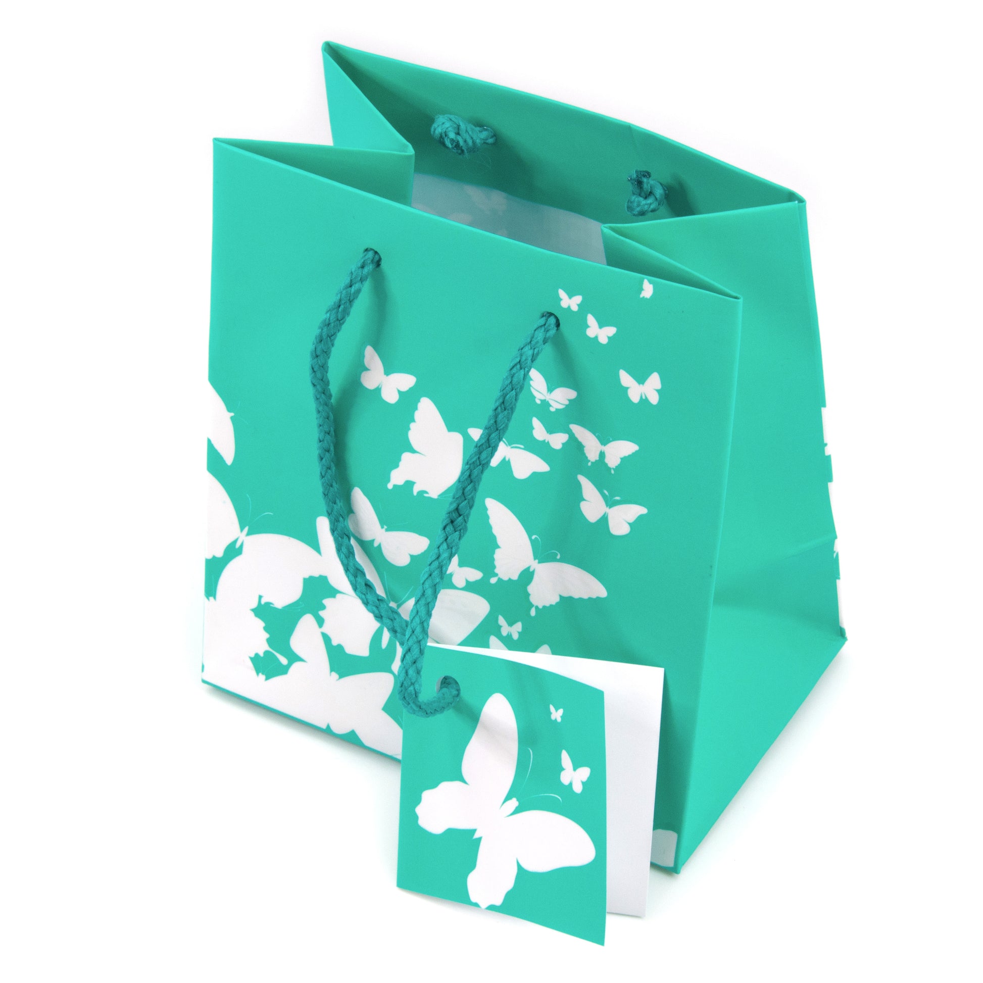 10 Qty Butterfly Spot Coating Premium Tote Gift Bags – 4 x 2 3/4 x 4 1/2