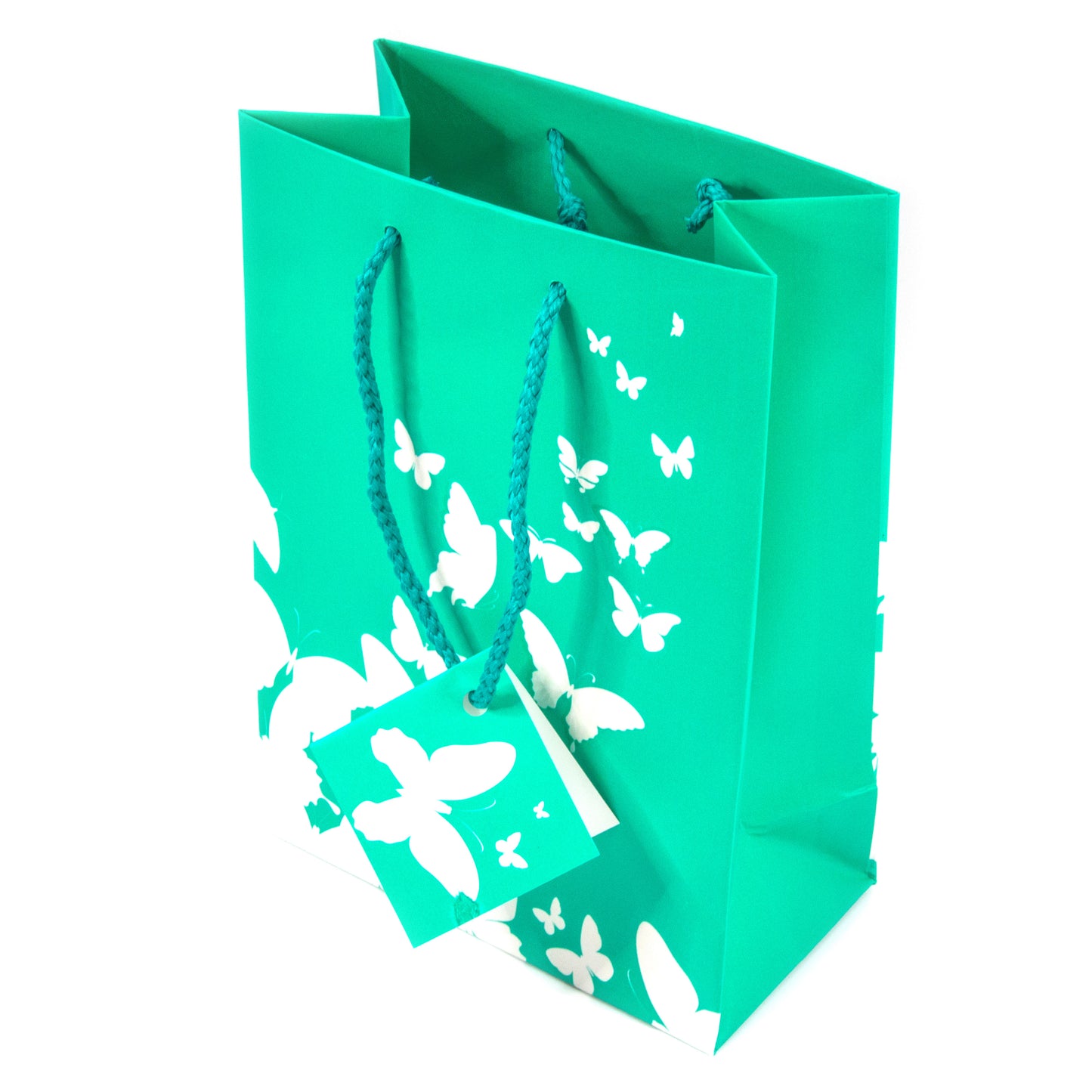 White Butterfly Spot Coating Tote Gift Bag - 4 3/4" x 2 1/2" x 6 3/4"H