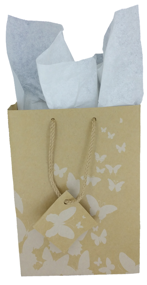 White Butterfly Tote Bag - 8" x 5" x 10"H (10Bags/Pack)