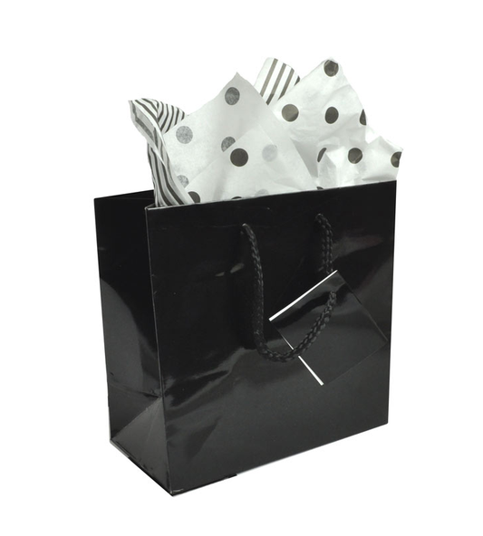 Black Glossy Solid Color Tote Bag - 4" x 2 3/4" x 4 1/2"H (10Bags/Pack)