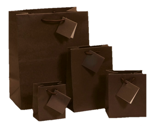 Dark Brown Matte Finish Shopping Tote Bag - 4" x 2 3/4" x 4 1/2"H (10Bags/Pack)