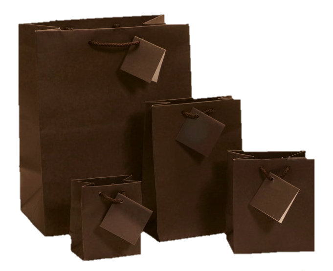 Dark Brown Matte Finish Shopping Tote Bag - 3" x 2" x 3 1/2"H (10Bags/Pack)