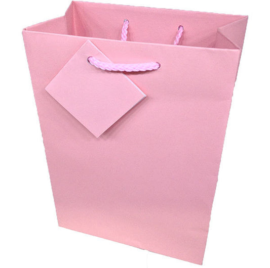 Pink Matte Finish Shopping Tote Bag - 8" x 5" x 10"H (10Bags/Pack)