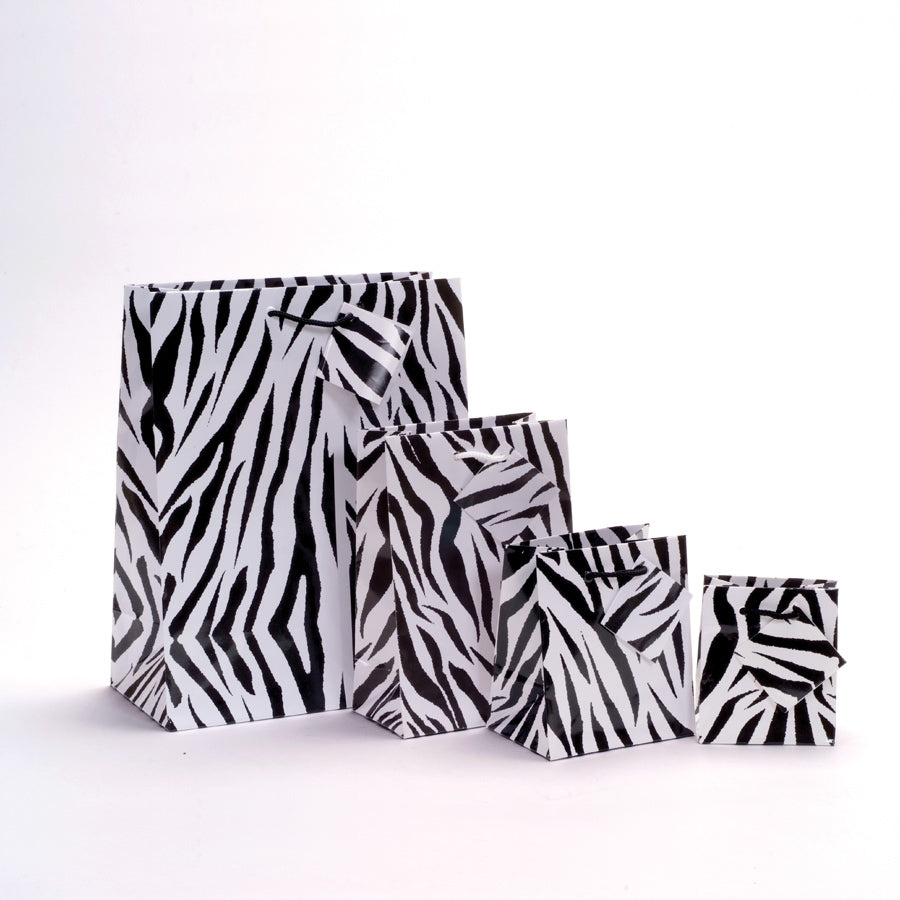 Zebra Print Glossy Tote Bag - 3" x 2" x 3 1/2"H (10Bags/Pack)