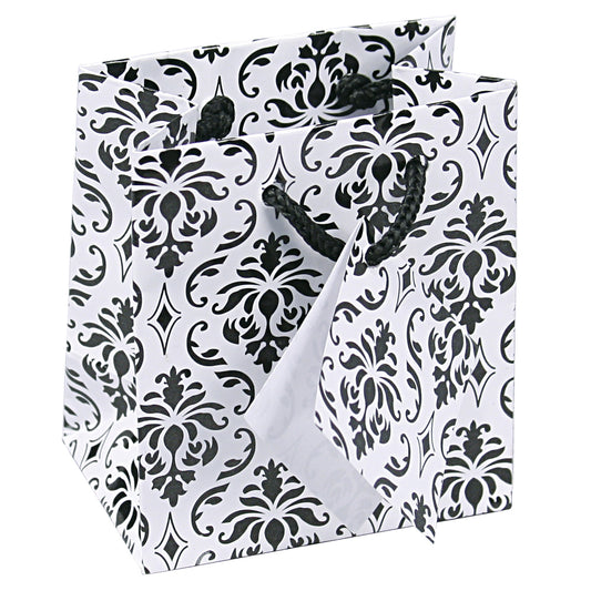 Damask Print Glossy Tote Bag - 4 3/4" x 2 1/2" x 6 3/4"H (10Bags/Pack)