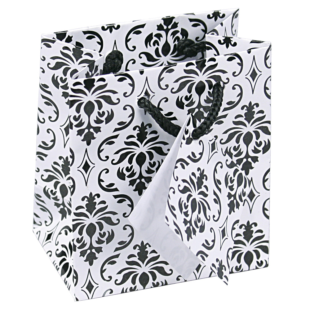 Damask Print Glossy Tote Bag - 4" x 2 3/4" x 4 1/2"H (10Bags/Pack)