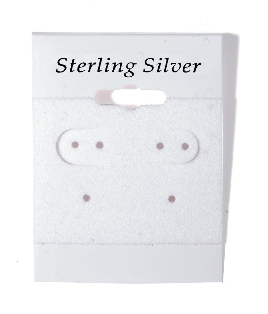 Sterling Silver Black Font Printed White Hanging Earring Cards - 1.5" x 2"