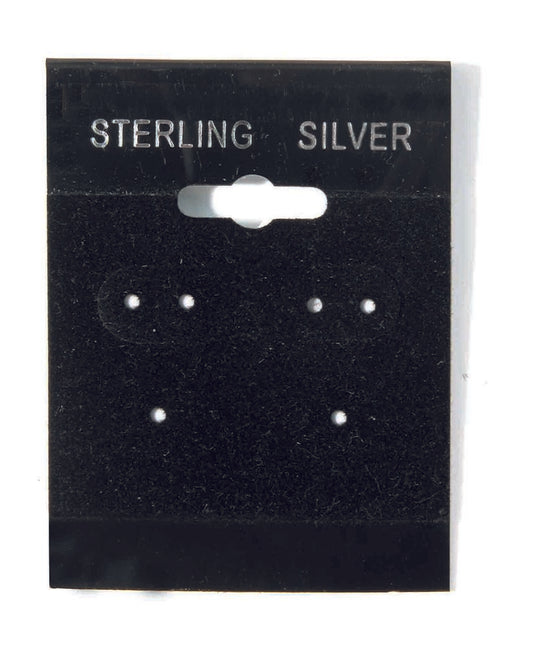 Sterling Silver Silver Font Printed Black Hanging Earring Cards - 1 1/2" x 2"