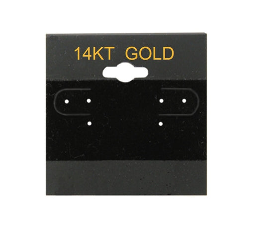 14K Gold Printed Black Hanging Earring Cards - 1" x 1"