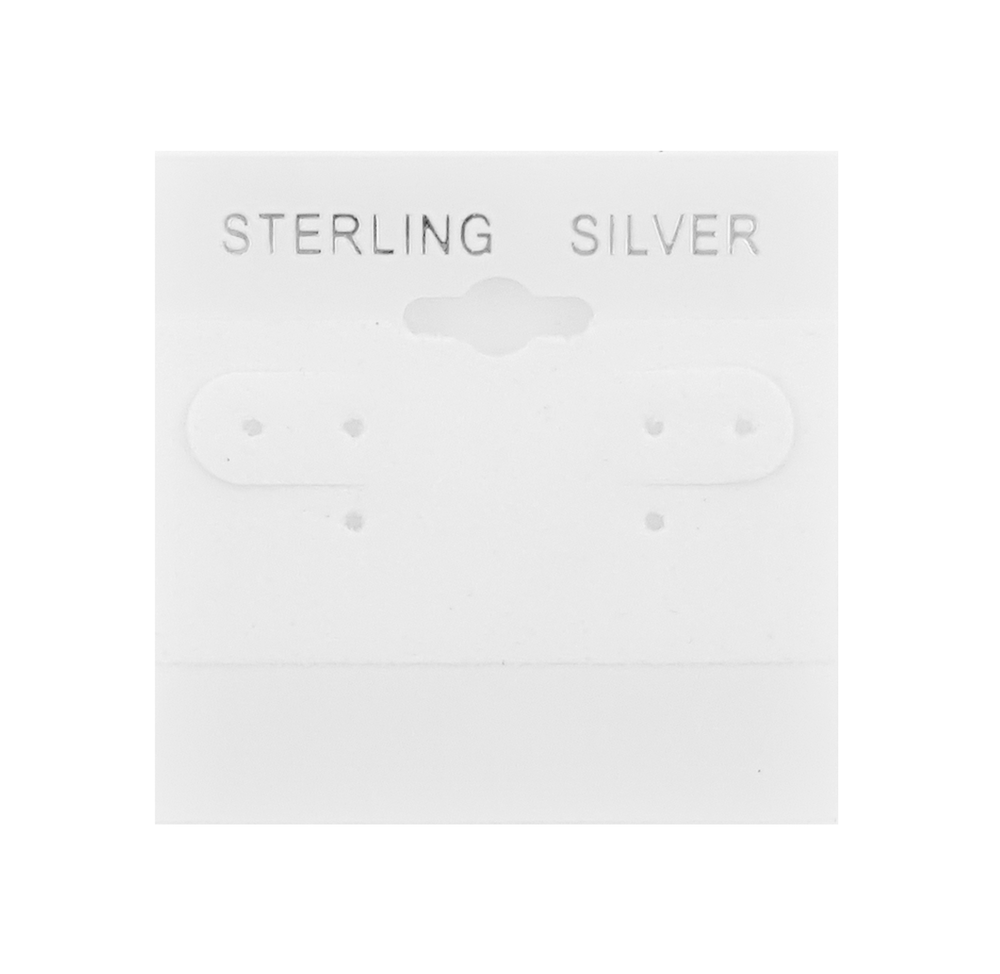 Sterling Silver Silver Font Printed White Hanging Earring Cards - 2" x 2"