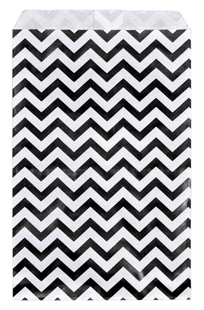 Chevron Pattern Paper Bags - 100Bags/Pack (Choose Size & Color)