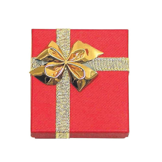 12 Boxes - Linen Red Bow Tie Gift Boxes for Rings - 2" x 2 1/8" x 1 3/8"