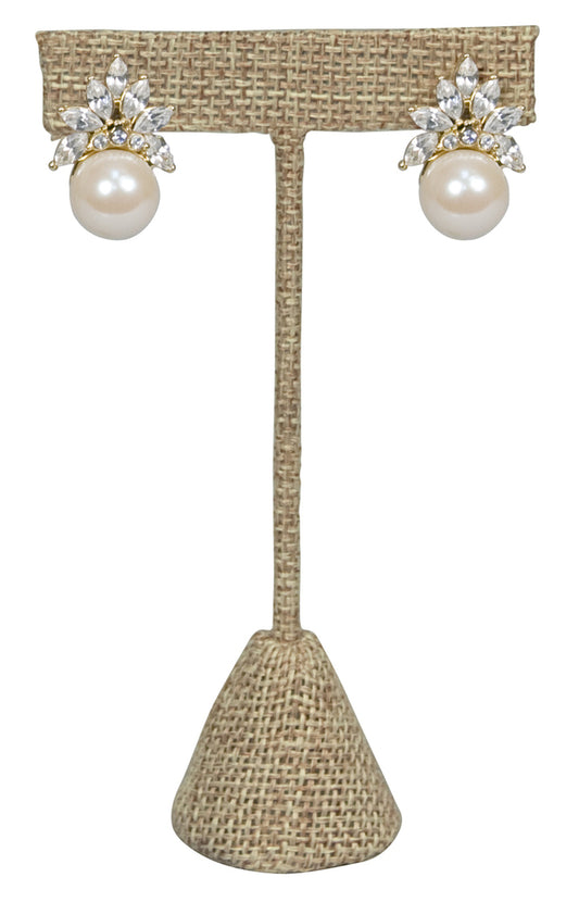 Burlap Fabric Single Earring Display T Shape 6 3/4"H
