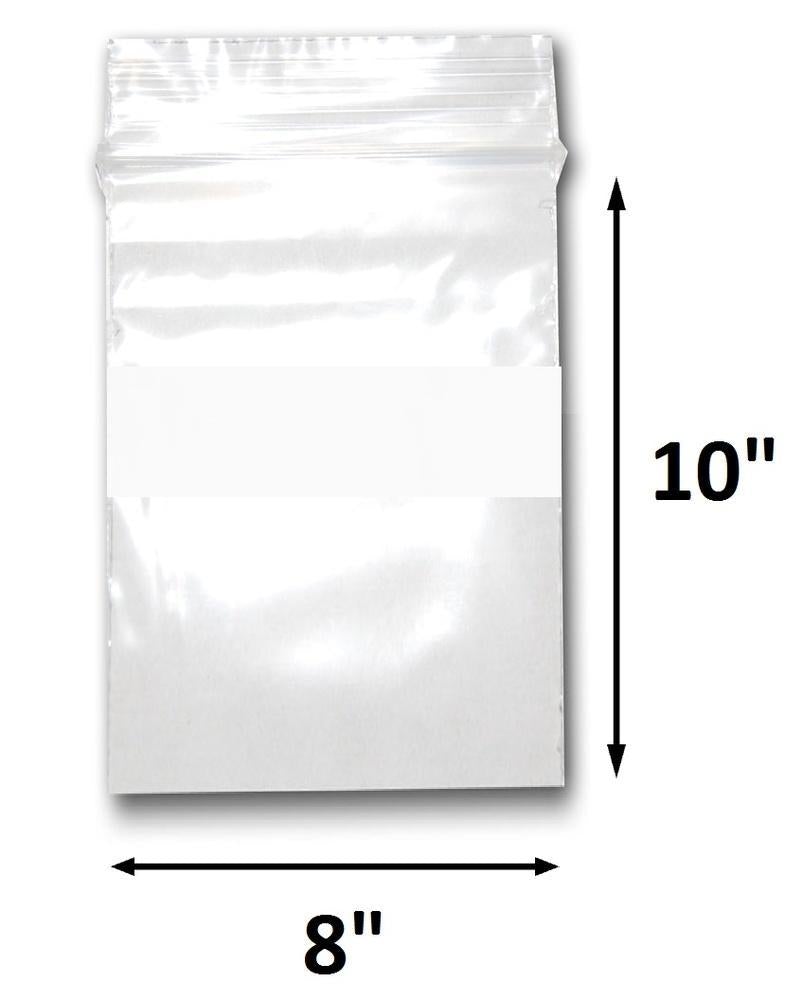 N'icePackaging - Reclosable Plastic Zipper Bags 2 Mil, White Block center - (100 Bags/Pack - Multiple Sizes Available)