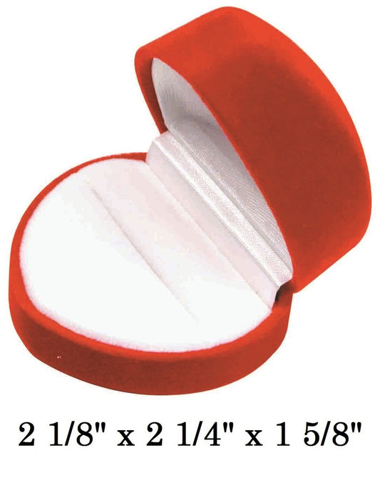 Soft Flocked Red Velour Large Heart Ring Box