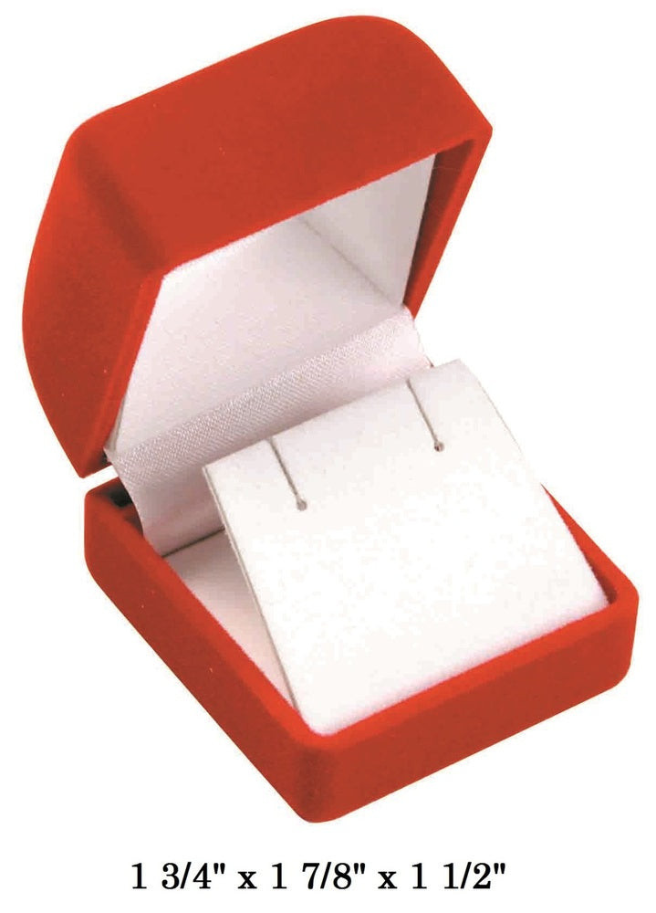 Soft Flocked Red Velour Earring Gift Box