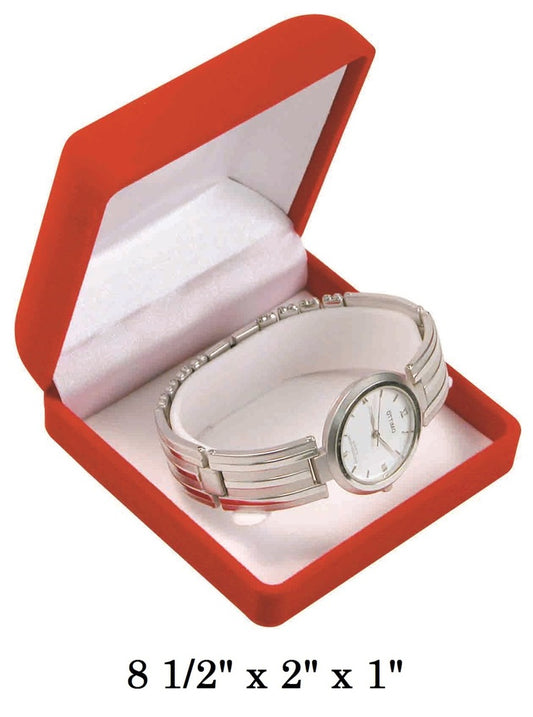 Soft Flocked Red Velour Bangle/Watch Gift Box