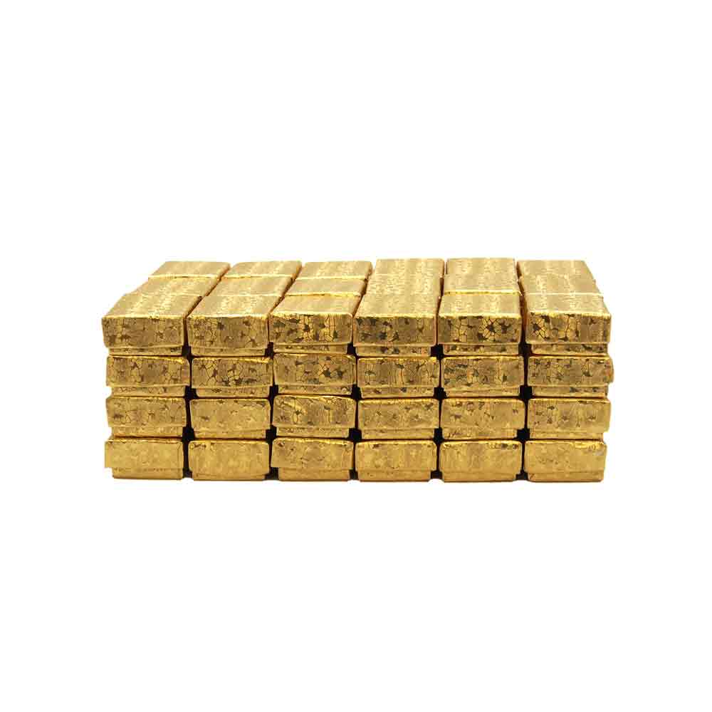 CuteBoxInc gold foil cotton filled boxes stacked up