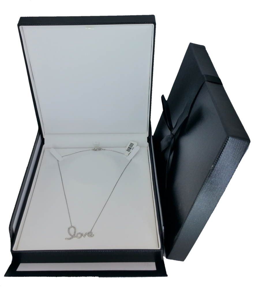 Exquisite Textured Black Necklace Gift Box with Pre-tied Ribbon