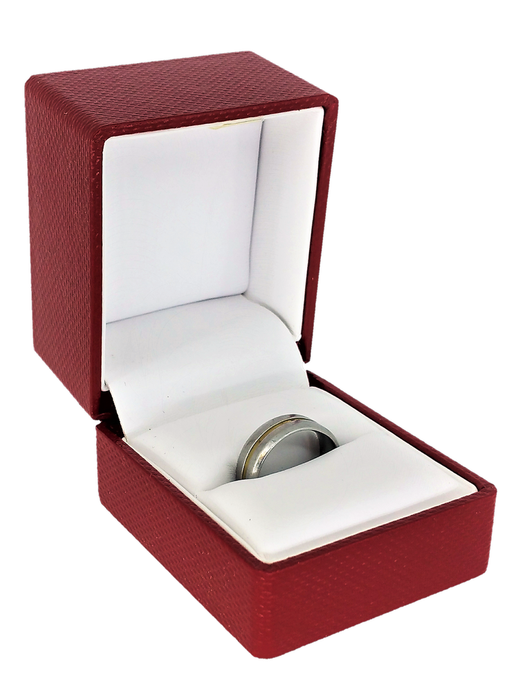 Exquisite Textured Red Ring Gift Box with Pre-tied Ribbon