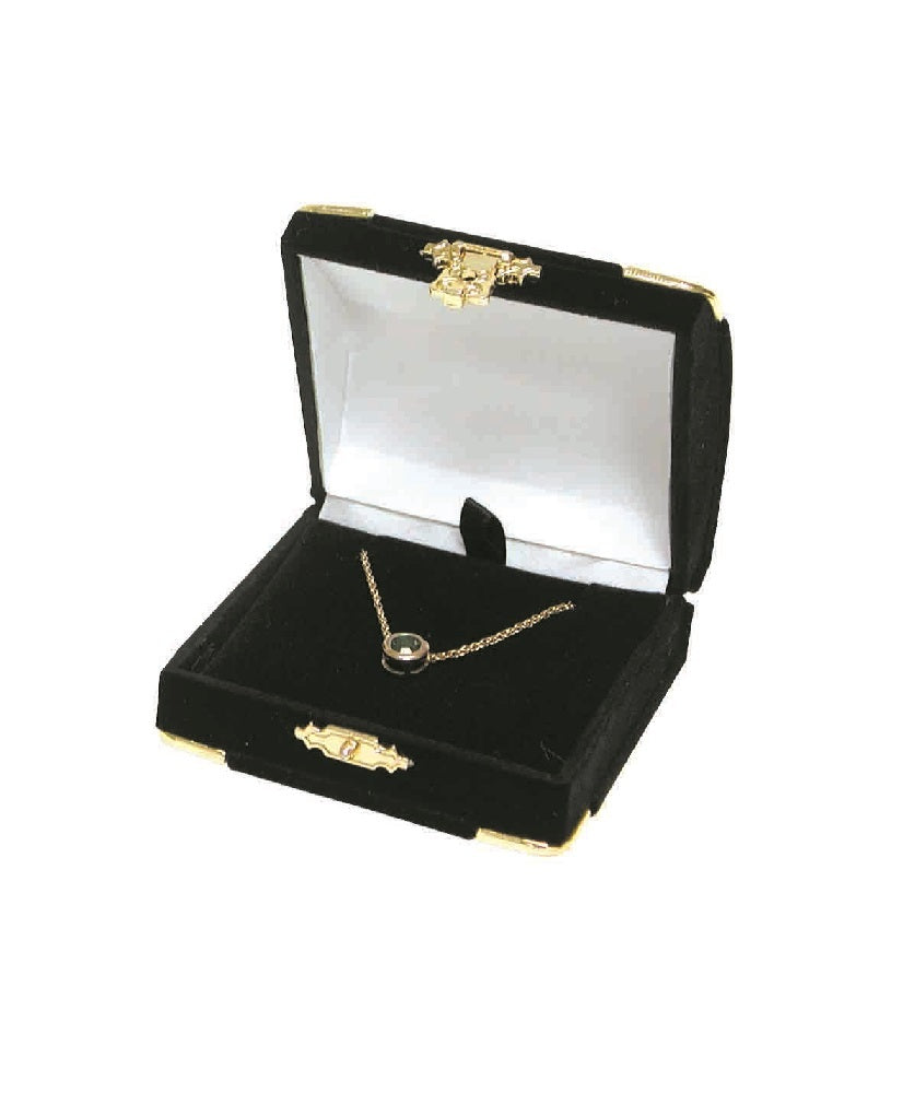 Black Pendant Flocked Velvet Clasped Box