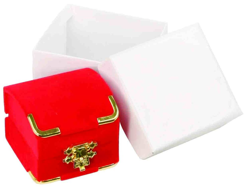 Red Pendant Flocked Velvet Clasped Box