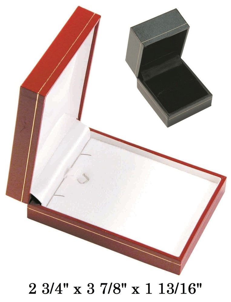 Black Large Pendant w/Black Satin interior Classic Leatherette Box