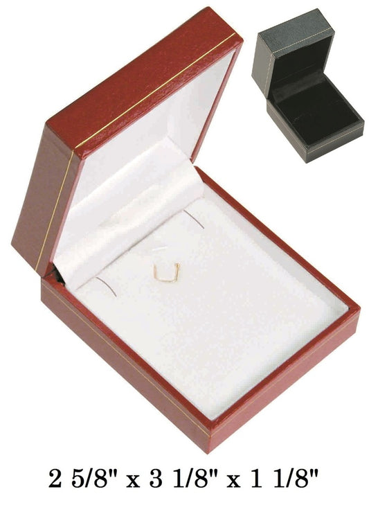 Black Earring/Pendant w/Black Satin interior Classic Leatherette Box