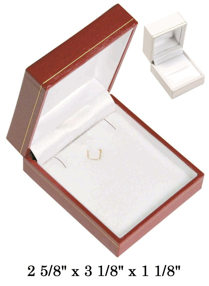 White Earring/Pendant w/White Satin interior Classic Leatherette Box